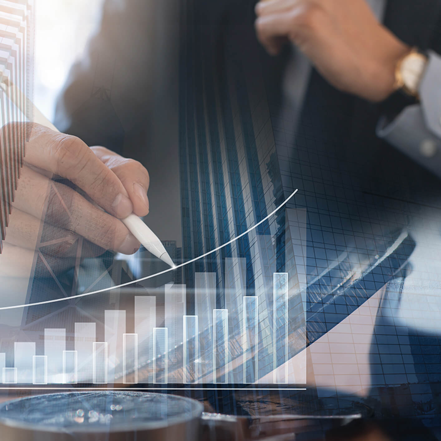 Person analyzing financial data